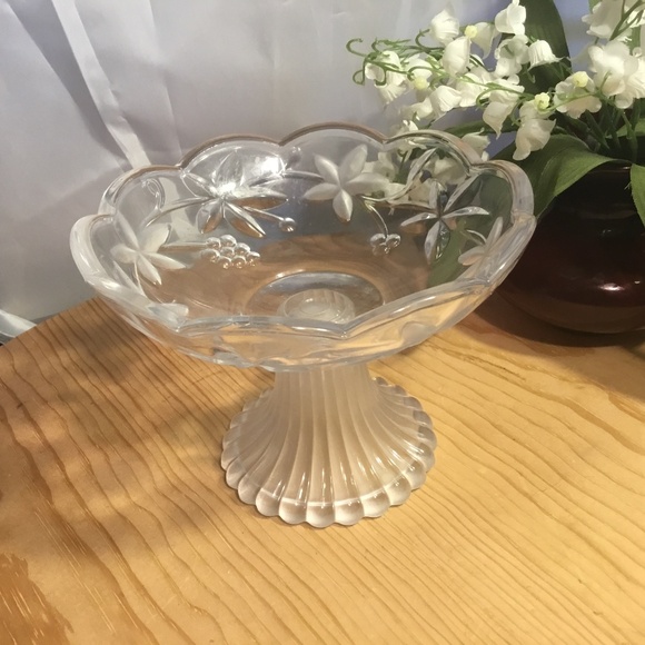 VINTAGE SMALL FLORAL PEDESTAL COMPOTE DISH - Picture 1 of 7